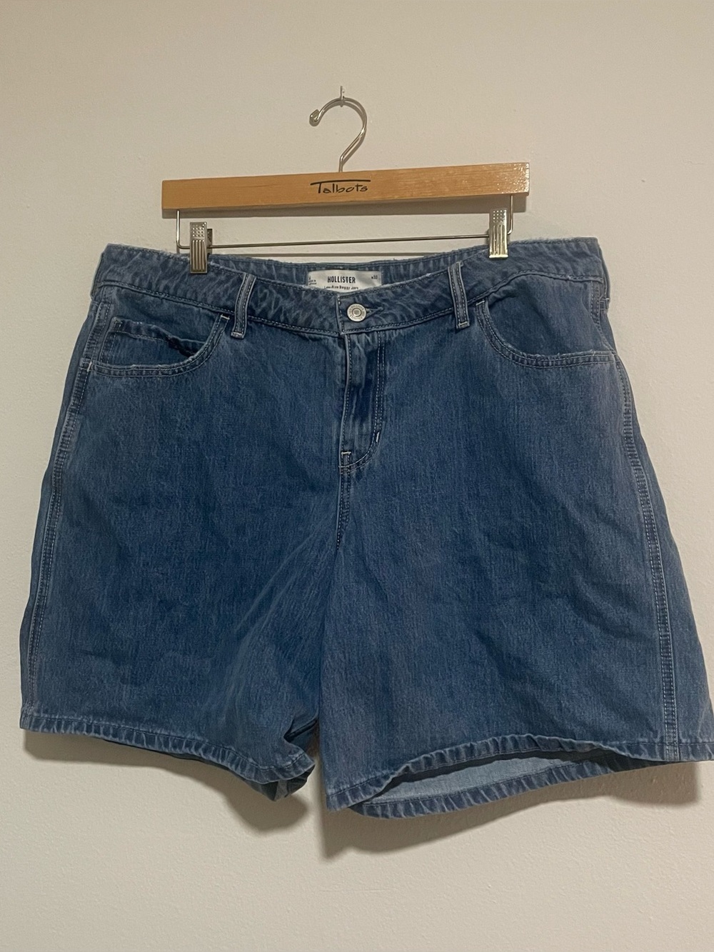 Hollister Low-Rise Baggy Blue Denim Jort Shorts, Size 33W